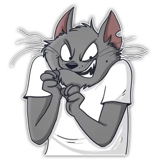 😄 cat, cartoon, sneaky, plotting, evil, funny, meme whatsapp sticker