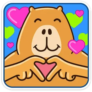 🫶 capibara, hartjes, liefde, schattig, dier, cartoon telegram sticker
