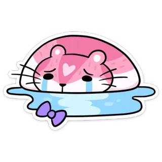 😭 hamster, chorando, triste, rosa, fofo, kawaii, adesivo telegram sticker