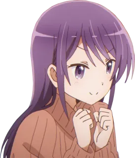 ☺️ anime, ragazza, ritratto, cartone animato, sorridente, capelli viola telegram sticker