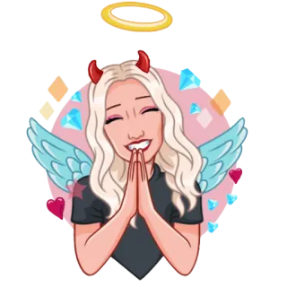 😇 anioł, diabeł, halo, skrzydła, sztuka cyfrowa, kreskówka, grafika telegram sticker