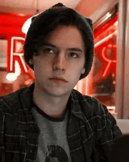 ☹️ Jughead Jones Riverdale Jughead, Riverdale, Cole Sprouse, nastolatek, czapka, portret telegram sticker
