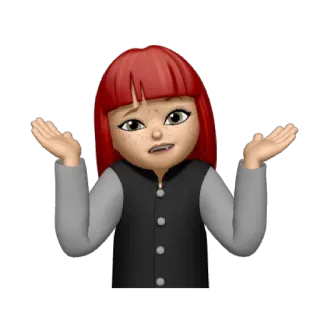🤷‍♀️ Emoji, Confusione, Scrollata di spalle, Gesto, Donna, Domanda, Capelli rossi telegram sticker