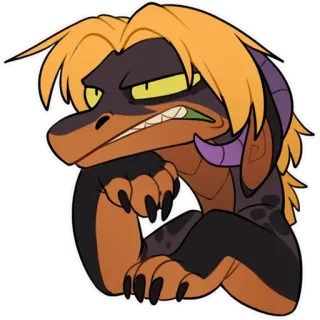 😑 antropomorfo, rettile, personaggio, cartone animato, lucertola, mostro, creatura whatsapp sticker