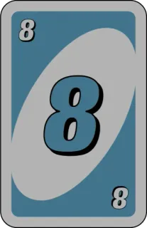 💙 uno, card, number, blue, eight, game whatsapp sticker