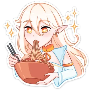 🤩 Anime, Elf, Essen, Ramen, Nudeln, Kawaii whatsapp sticker