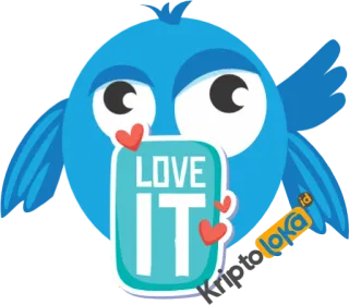 😃 LOVE IT любовь, птица, милый, мультфильм whatsapp sticker