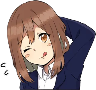 😋 Anime, Chica, Guiño, Lindo, Dibujos animados, Personaje, Japonés whatsapp sticker