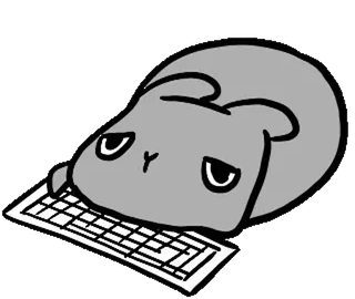 🐰 zwierzę, klawiatura, smutny, komputer, kreskówka, mysz telegram sticker