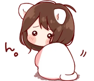 💭 ん。 Аниме, Кавай, Милый, Чиби, Медведь, Девушка, Наклейка telegram sticker