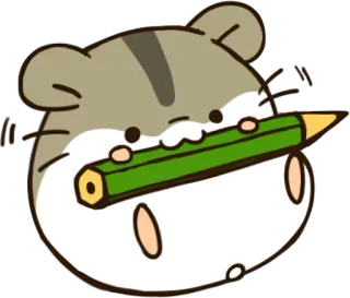 ✏️ hamster, pencil, cute, animal, cartoon telegram sticker