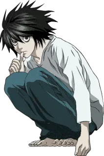 😌 L Lawliet Death Note Anime, Detective, L, Death Note, Lawliet, Personaggio, Intellettuale telegram sticker