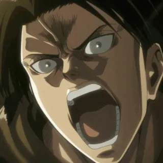 🖤 Eren Yeager Attack on Titan Anime, Personage, Boos, Schreeuw, Attack on Titan, Eren Yeager telegram sticker