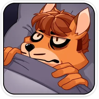 😨 sleepy, fox, cartoon, tired, bed, sleep whatsapp sticker