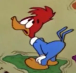 🥴 Woody Woodpecker วู้ดดี้ วู้ดเพ็คเกอร์, การ์ตูน, นก, ตลก, ตัวละคร telegram sticker