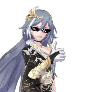 👍 anime, sticker, personage, zonnebril, duim omhoog, meisje whatsapp sticker
