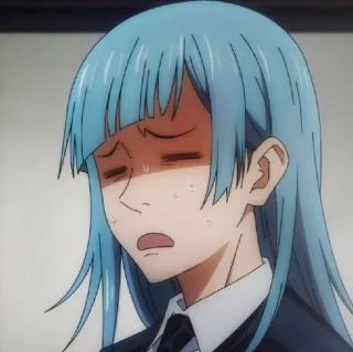 😩 anime, dibujo animado, personaje, triste, pelo azul telegram sticker