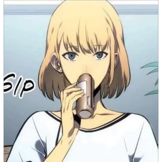 🙂 SIP Anime, Mulher, Bebendo, Cabelo loiro, Garota, Bebida telegram sticker