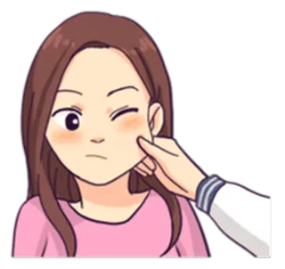 😉 mujer, dibujo animado, lindo, chica, guiño, juguetón telegram sticker