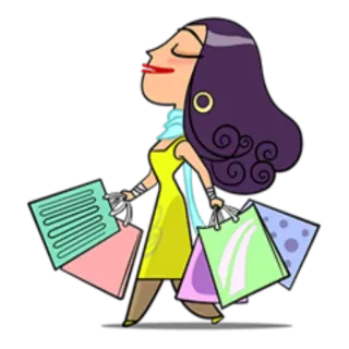 👝 Shopping, Frau, Cartoon, Taschen, Mode, Stylisch telegram sticker