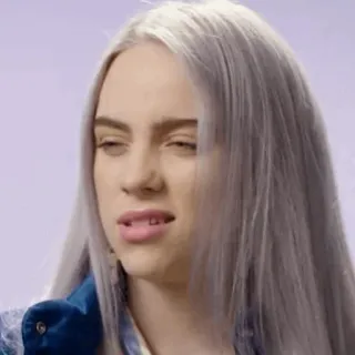 🌊 Billie Eilish Billie Eilish, piosenkarka, gwiazda pop, celebrytka, portret, wyraz twarzy telegram sticker
