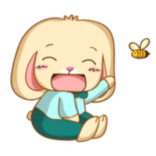 🐝 Desenho animado, Fofo, Animal, Abelha, Feliz, Coelho telegram sticker