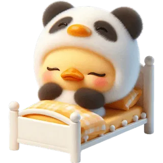 😴 pato, panda, cama, dormir, lindo, dibujos animados, kawaii telegram sticker