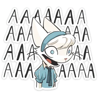 😱 AAAAAAA 猫, 擬人化, 漫画, ステッカー, 白, 動物, 表情 telegram sticker