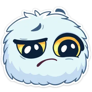 🤨 卡通, 毛茸茸, 可爱, 悲伤, 雪人 telegram sticker