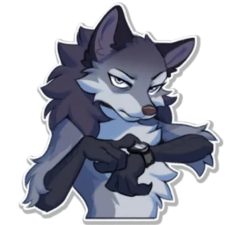 ⏳ หมาป่า, สัตว์, เฟอร์รี่, รอ, ใจร้อน telegram sticker
