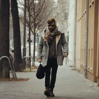 👣 man, fashion, street style, beard, winter, coat telegram sticker