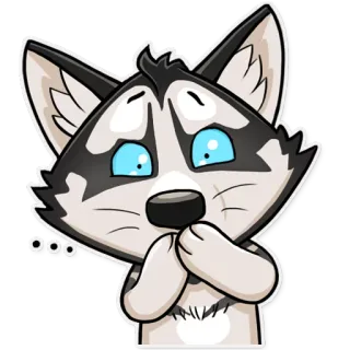 🤐 ... dog, husky, cartoon, sad, cute, animal, worried whatsapp sticker