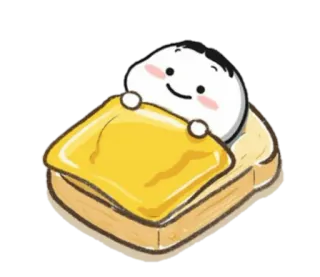 🍢 漫画, かわいい, トースト, ベッド, 食べ物, 可愛い, 睡眠 telegram sticker