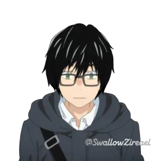 😶 @SwallowZireael Anime, Con trai, Nhân vật, Phim hoạt hình, Kính, Minh họa telegram sticker