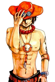 😏 Portgas D. Ace One Piece Anime, Manga, Personaggio, Pirata, Fuoco, Cappello arancione, One Piece telegram sticker