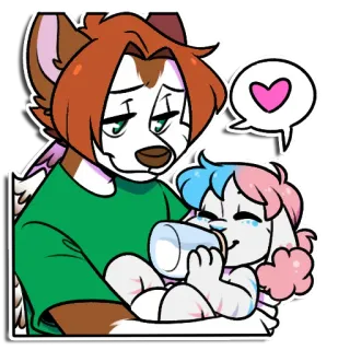 🍼 Фурри, Животное, Мультфильм, Милый, Любовь, Малыш, Бутылка telegram sticker
