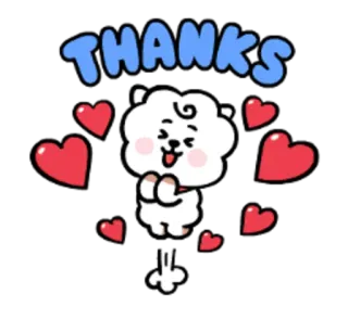🥰 THANKS obrigado, fofo, desenho animado, personagem, corações, gratidão, obrigado, RJ telegram sticker