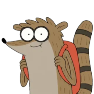 😀 Rigby Regular Show szop pracz, kreskówka, Zwyczajny serial, Rigby, animowany telegram sticker