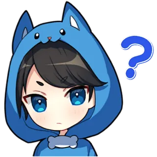 🤔 Anime, Question, Dessin animé, Sweat à capuche, Oreilles de chat, Autocollant, Mignon telegram sticker