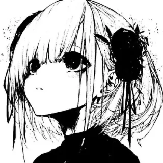 ☠️ Anime, Manga, Ragazza, Monocromatico, Illustrazione telegram sticker