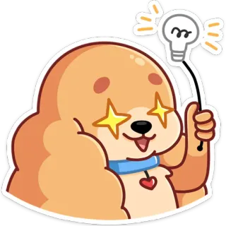 🤩 Hund, Glühbirne, Idee, Sterne, Cartoon, Tier telegram sticker