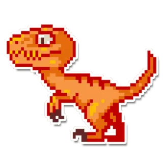 🦕 dinosaur, pixel art, animal, orange, cute, cartoon telegram sticker