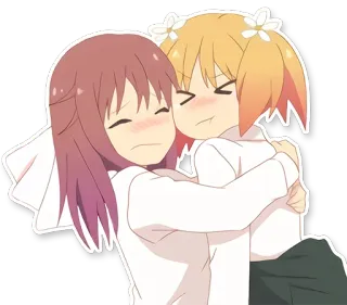 🥰 Anime, Meninas, Amizade, Fofo, Kawaii, Abraçando, Desenho animado telegram sticker