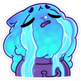 😭 น่ารัก, น่าเอ็นดู, จิบิ, การ์ตูน, สีฟ้า, สีม่วง telegram sticker