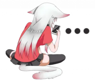 😔 SMHG Anime, Chica, Zorro, Orejas de animales, Auriculares, Cola telegram sticker