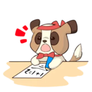 📝 2=1+1 cane, cartoni animati, scuola, matematica, istruzione, penna whatsapp sticker