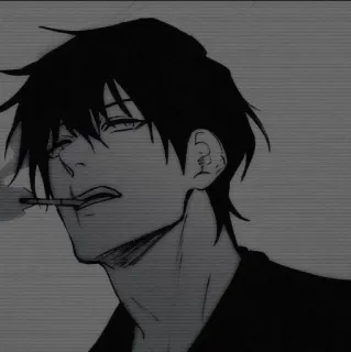 🈁 anime, manga, smoking, cigarette, cool, monochrome, portrait, character telegram sticker