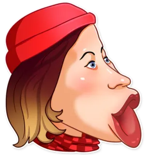 😮 ภาพล้อเลียน, ภาพเหมือน, การ์ตูน, ผู้หญิง, ใบหน้า, สติกเกอร์ telegram sticker