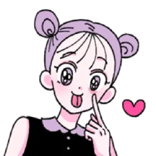 😜 Dessin animé, Fille, Mignon, Autocollant, Anime telegram sticker