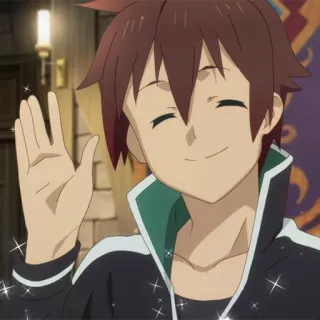 🛡 Kazuma Satou Konosuba 动漫, 和真, 为美好的世界献上祝福, 问候, 挥手 telegram sticker